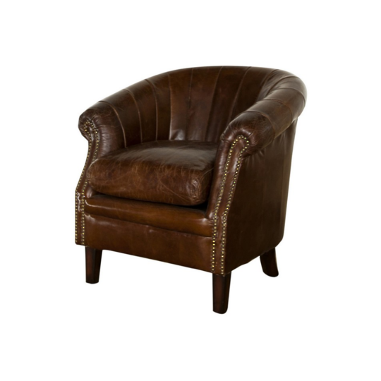 Edson Aged Italian Leather Tub Chair